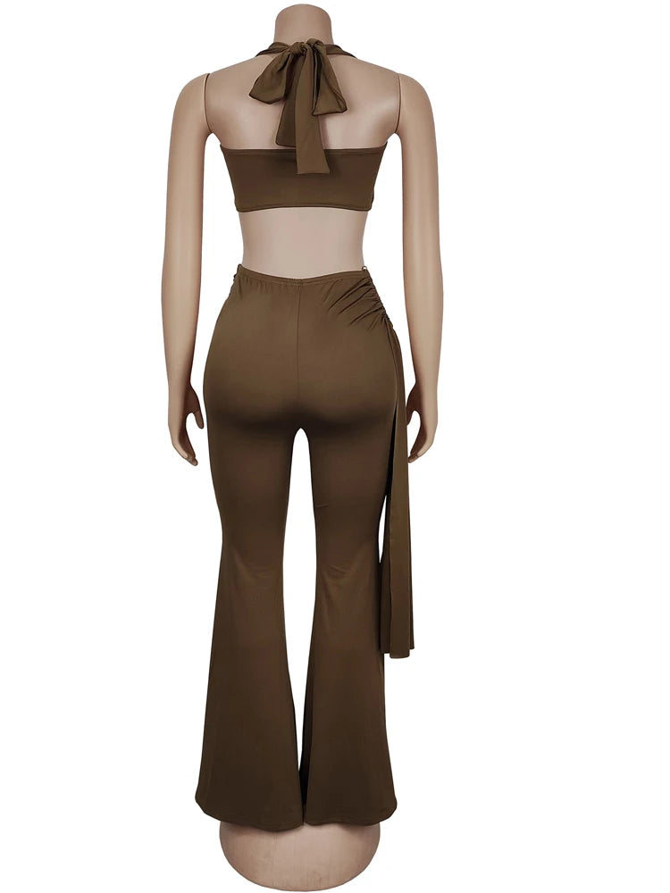 Chic Twist Front Crop Top Set