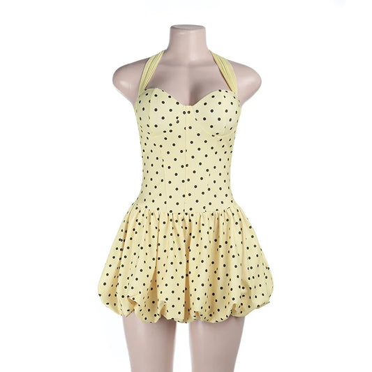 Backless Polka Dot Mini Dress