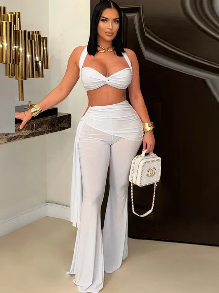 Chic Twist Front Crop Top Set