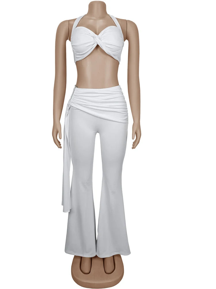 Chic Twist Front Crop Top Set